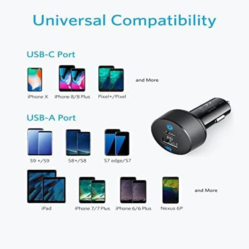 Anker PowerDrive PD+ 2 35W Car Charger– Black/Gray Anker PowerDrive PD+ 2 35W Car Charger– Black/Gray